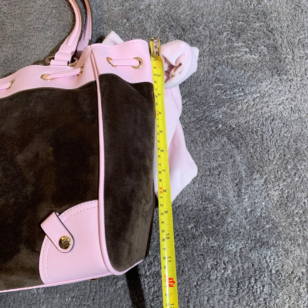 Juicy Couture Classic Y2K Tote Chocolate Pink Velour Bow Bag NEW - Picture 11 of 12